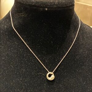 Tiffany & Co 925 Silver Elsa Peretti Eternal Circle Pendant with Necklace👝